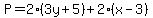 P=2%283y%2B5%29%2B2%28x-3%29