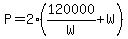 P=2%2A%28120000%2FW%2BW%29