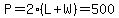 P=2%2A%28L%2BW%29=500