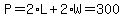 P=2%2AL%2B2%2AW=300