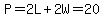 P=2L%2B2W=20
