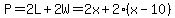 P=2L%2B2W=2x%2B2%28x-10%29