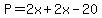 P=2x%2B2x-20