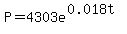 P=4303e%5E%280.018t%29