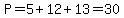 P=5%2B12%2B13=30