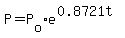 P=P%5Bo%5De%5E%280.8721t%29