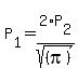P%5B1%5D=2%2AP%5B2%5D%2Fsqrt%28%28pi%29%29