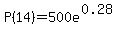 P+%2814%29=+500e%5E%280.28%29