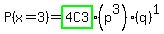 P+%28x=3%29=+highlight_green%284C3%29%28p%5E3%29%28q%29%5E1+