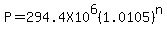 P+=+294.4X10%5E6%281.0105%29%5En