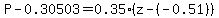 P-0.30503=0.35%28z-%28-0.51%29%29