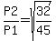 P2%2FP1+=+sqrt%2832%2F45%29