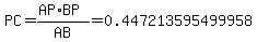 PC=%28AP%2ABP%29%2FAB=+0.447213595499958