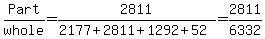 Part%2Fwhole+=++2811%2F%282177%2B2811%2B1292%2B52%29+=+2811%2F6332