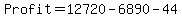 Profit+=+12720+-+6890-44