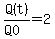 Q%28t%29%2F%28Q0%29+=+2+
