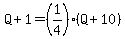 Q%2B1=%281%2F4%29%28Q%2B10%29