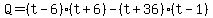Q=%28t-6%29%28t%2B6%29-%28t%2B36%29%28t-1%29