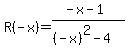 R%28-x%29=%28-x-1%29%2F%28%28-x%29%5E2-4%29