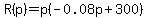 R%28p%29=p%28-0.08p%2B300%29
