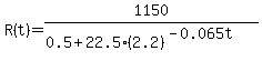 R%28t%29+=+1150%2F%280.5%2B22.5%282.2%29%5E%28-0.065t%29%29