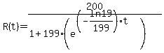 R%28t%29+=+200%2F%281%2B199%28e%5E%28%28-ln19%2F199%29%2At%29%29%29