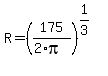 R=%28175%2F%282%2Api%29%29%5E%281%2F3%29