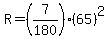 R=%287%2F180%29%2865%29%5E2