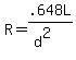 R=.648L%2F%28d%5E2%29