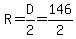 R=D%2F2=146%2F2