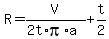 R=V%2F%282t%2Api%2Aa%29%2Bt%2F2