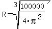 R=root%283%2C100000%2F4pi%5E2%29