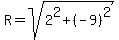 R=sqrt%282%5E2%2B%28-9%29%5E2%29