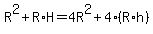 R%5E2%2BR%2AH=4R%5E2%2B4%28R%2Ah%29%29