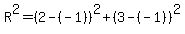 R%5E2=%282-%28-1%29%29%5E2%2B%283-%28-1%29%29%5E2