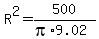 R%5E2=500%2F%28pi%2A9.02%29