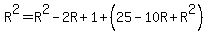 R%5E2=R%5E2-2R%2B1%2B%2825-10R%2BR%5E2%29