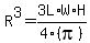 R%5E3+=+3L%2AW%2AH%2F4%28pi%29