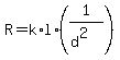R+=+k%2Al+%2A%281%2F%28d%5E2%29%29