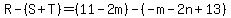 R-%28S%2BT%29=%2811-2m%29-%28-m-2n%2B13%29