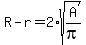 R-r+=+2%2Asqrt%28A%2Fpi%29+
