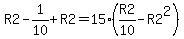 R2-1%2F10%2BR2=15%28R2%2F10-R2%5E2%29