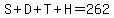 S%2BD%2BT%2BH+=+262