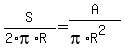 S%2F%282%2Api%2AR%29=A%2F%28pi%2AR%5E2%29