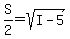 S%2F2=sqrt%28I-5%29