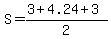 S=%283%2B4.24%2B3%29%2F2