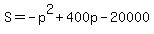 S=+-p%5E2+%2B400p+-+20000