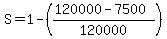 S=1-%28%28120000-7500%29%2F120000%29