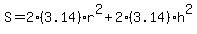 S=2%283.14%29r%5E2%2B2%283.14%29h%5E2