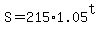 S=215%2A1.05%5Et